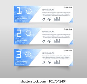 Set of infographic banner with polygonal, Geometric, Triangle pattern shape. web banner modern low polygon set background design, Geometric background. eps10 vector illustration. 
