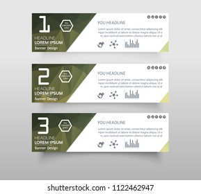 Set of infographic banner with polygonal, Geometric, Triangle pattern shape. web banner modern low polygon set background design, Geometric background. eps10 vector illustration. 