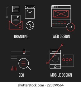 Set of infographic banners with branding, web and seo elements