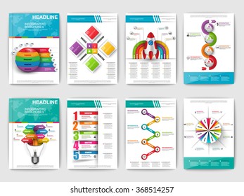Set of Infographic brochures. Modern infographic vector elements for web, print, magazine, flyer, brochure, media, data visualization, marketing, flyer, poster, and advertising concepts.