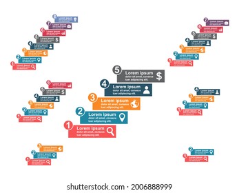 Set of infographic business concept design with icon. Collection of chart presentation template. Abstract vector illustration .