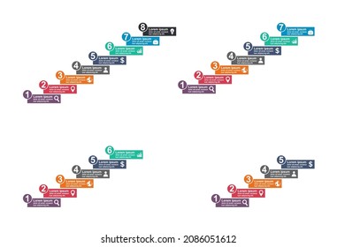 Set of infographic business concept design with icon. Collection of chart presentation template. Abstract vector illustration .