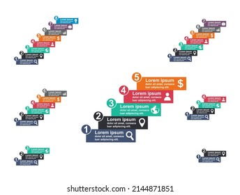 Set of infographic business concept design with icon. Collection of chart presentation template. Abstract vector illustration .