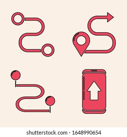 Set Infographic of city map navigation, Route location, Route location and Route location icon. Vector