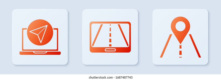 Set Infographic of city map navigation, Infographic of city map navigation and Road traffic sign. White square button. Vector