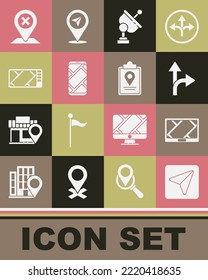 Set Infographic of city map navigation, Gps device with, Road traffic sign, Radar, City, Location and Folded location marker icon. Vector