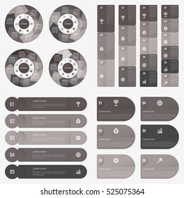 set infographic Collection of 4 black color template