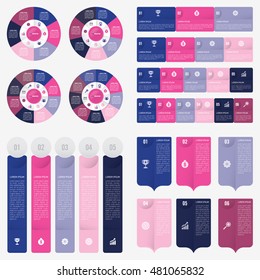 set infographic Collection of 4 blue and pink color template