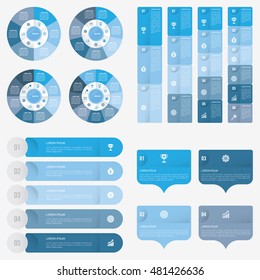 set infographic Collection of 4 blue color template