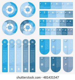 set infographic collection of 4 blue color template