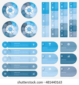 set infographic Collection of 4 blue color template
