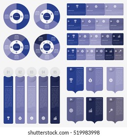 set infographic Collection of 4 blue color template