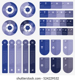 set infographic Collection of 4 blue color template