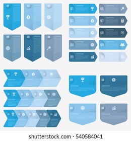 set infographic Collection of 4 blue color template