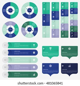 set infographic Collection of 4 green and blue color template