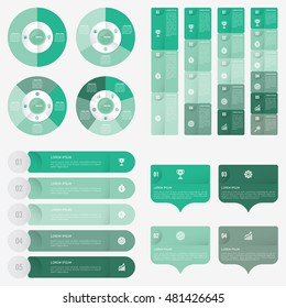 set infographic Collection of 4 green color template