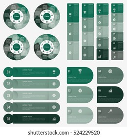 set infographic Collection of 4 green color template