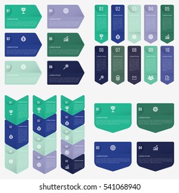 set infographic Collection of 4 green and blue color template