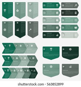 set infographic Collection of 4 green color template