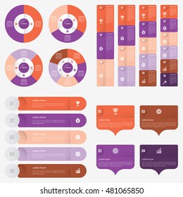 set infographic Collection of 4 orange and purple color template