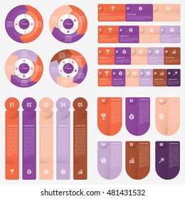 set infographic collection of 4 orange and purple color template