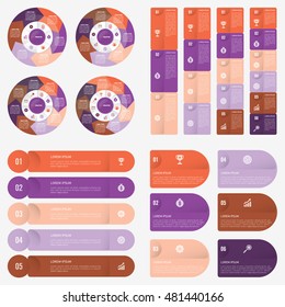 set infographic Collection of 4 orange and purple color template