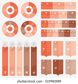 set infographic Collection of 4 orange color template