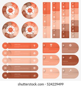 set infographic Collection of 4 orange color template
