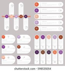 set infographic Collection of 4 orange and purple color template