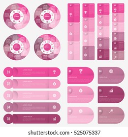 set infographic Collection of 4 pink color template