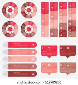 set infographic Collection of 4 red color template