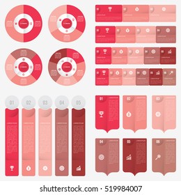 set infographic Collection of 4 red color template