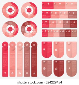 set infographic Collection of 4 red color template
