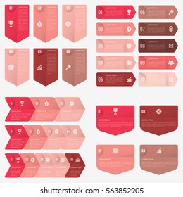 set infographic Collection of 4 red color template