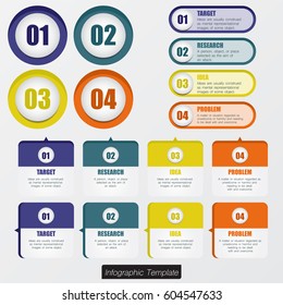 Set of infographic design in many colour.