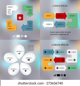 set of info-graphic design template. business concept. abstract blurred background.