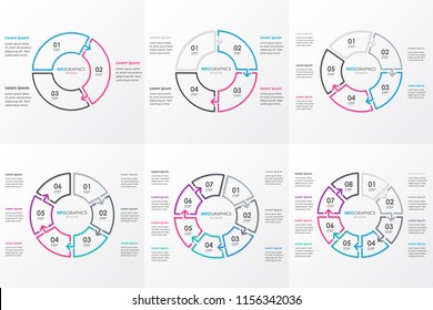 Set of Infographic design template with circular arrows. Can be used for cycling diagram, graph, presentation and round chart. Business concept with 6 options, parts, steps or processes.