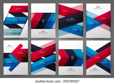 Set of infographic design templates. Brochure design. Bright modern backgrounds. Design elements.