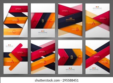 Set of infographic design templates. Brochure design. Bright modern backgrounds. Design elements.