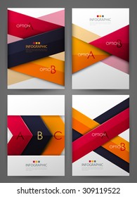 Set of infographic design templates. Brochure design. Bright modern backgrounds. Design elements.