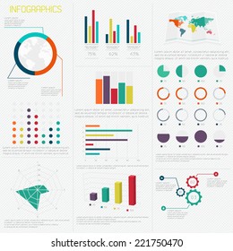 Set of  Infographic Design Templates. Charts, Diagrams and other Vector Elements for Data and Statistics Presentation