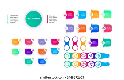 set of Infographic element stack chart design with icons and options or steps. Infographics for business concept. Can be used for presentations banner, workflow layout, process diagram, flow chart,