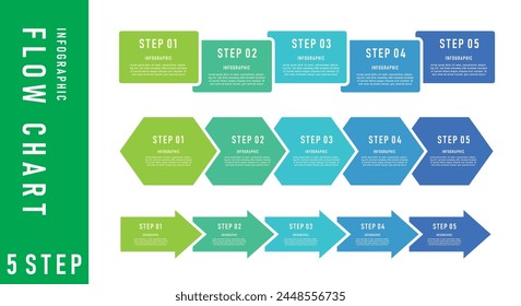 Set of infographic elements, 5 options or 5 steps for presentations, work processes.