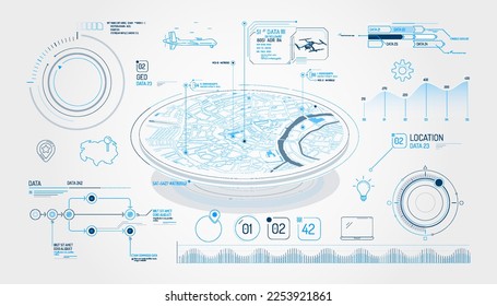 Set of infographic elements about air cargo tracking.