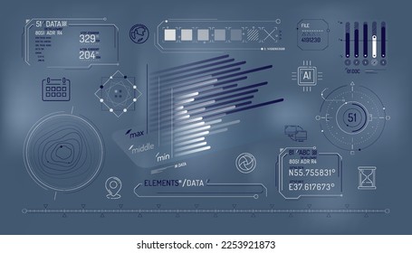 Set of infographic elements about data exchange and geolocation.