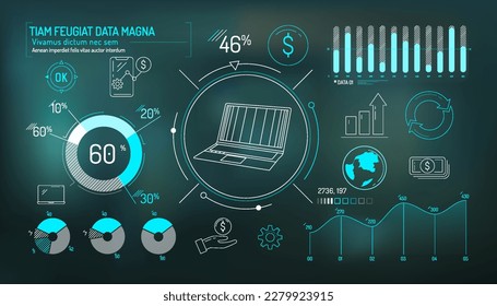 Set of infographic elements about the dollar exchange rate and fintech.