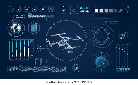 Set of infographic elements about drone and geolocation.