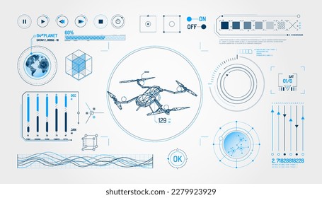 Set of infographic elements about drone and geolocation.