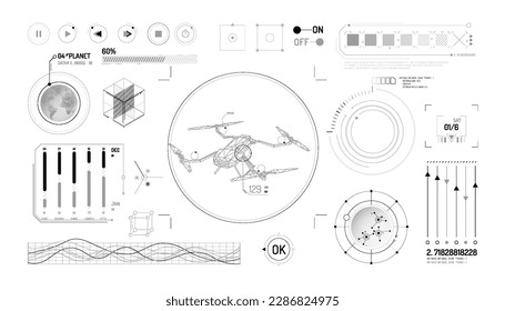 Set of infographic elements about drone and geolocation.