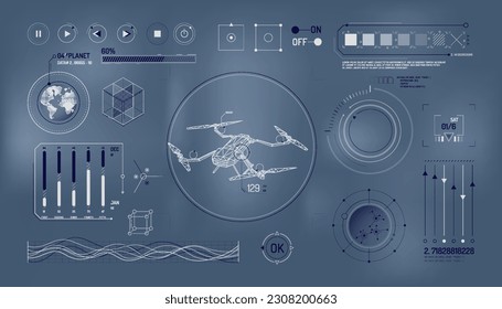 Set of infographic elements about drone and geolocation.